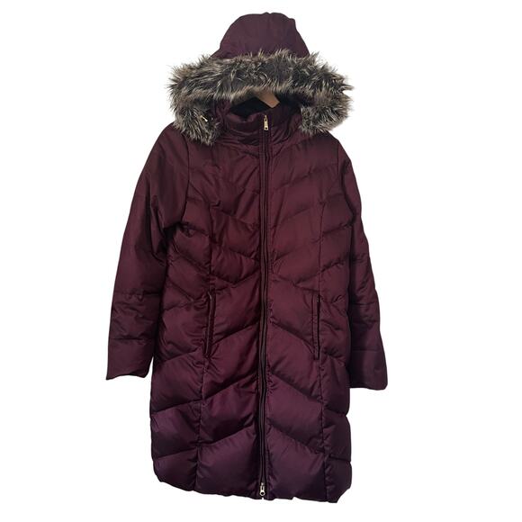 Lands' End Women's Down Shimmery Bergundy Purple Long Parka Size Medium - Picture 1 of 16